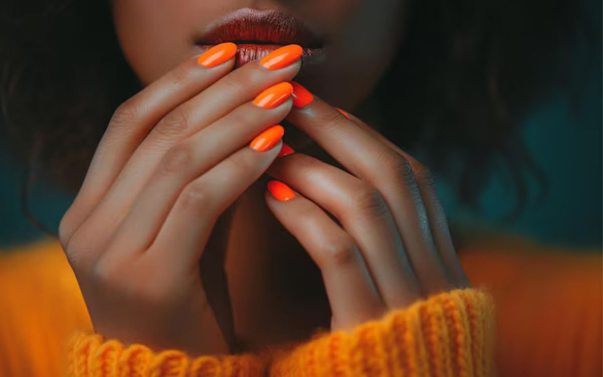  Orange Stiletto French Tips: