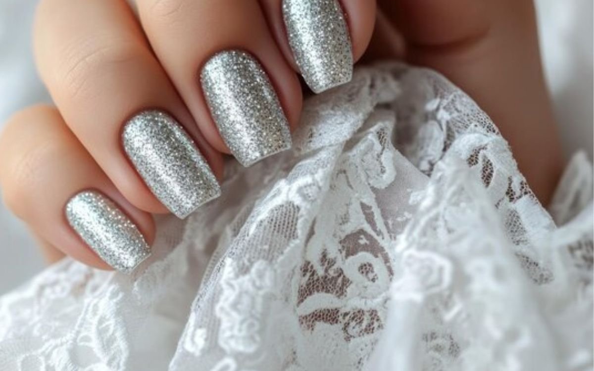 White Tips with Glittering Silver Webs: