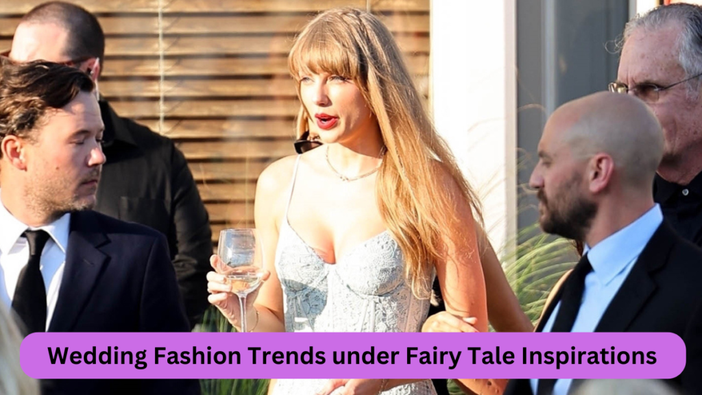 taylor swifts gold lace wedding guest dress was fairytale-like