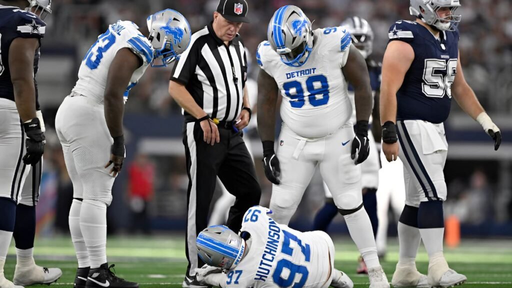 Lions' Aidan Hutchinson suffers serious injury, breaks tibia!